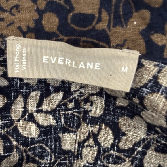 Everlane The Linen Workwear Shirt Medium Midnight Floral - Picture 5 of 7